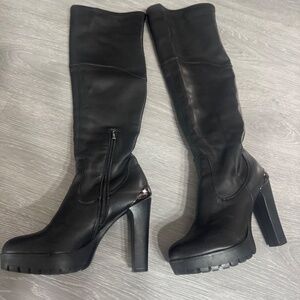 Guess Womens Leather Thigh-High Boots
